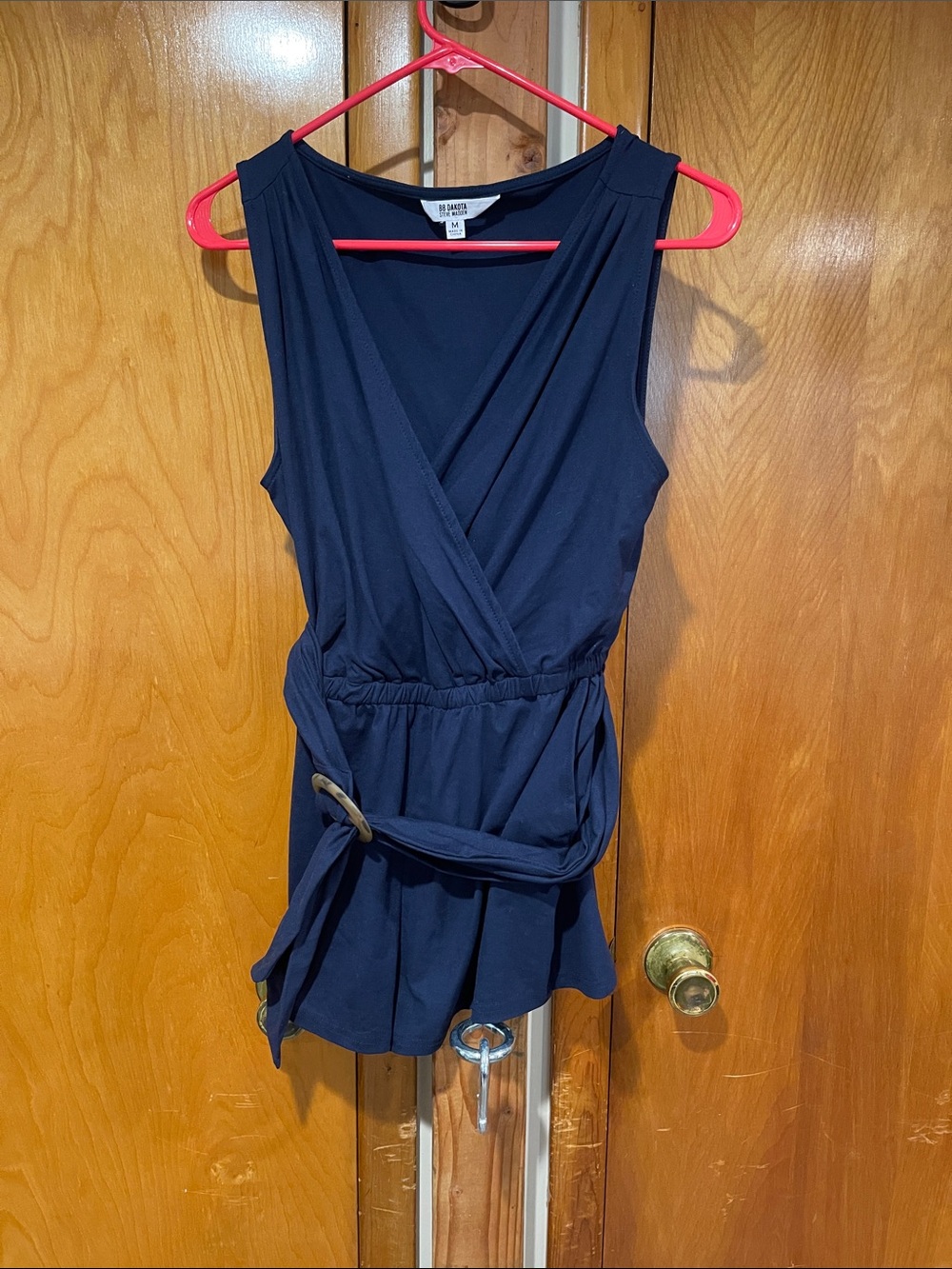 BB Dakota Navy Sleeveless Wrap Romper